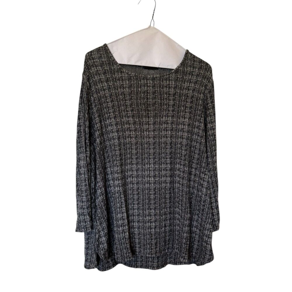 J. Jill Black and White Diluted Tweed Long Sleeve Shirt Women’s Size Large